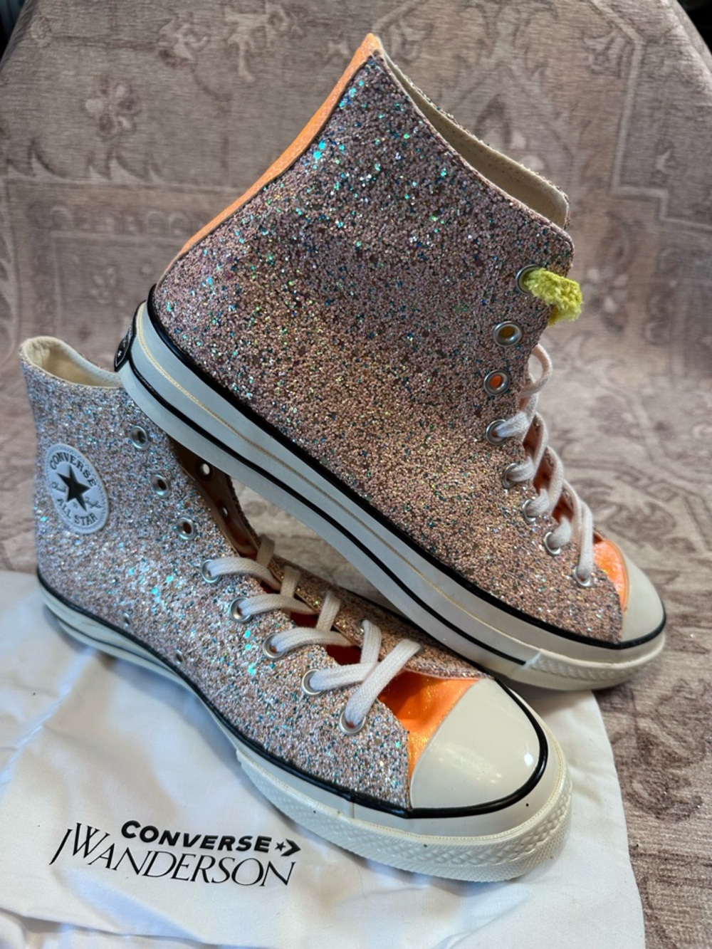 Converse Glitter High Top Sneakers - Pink with Orange Accents